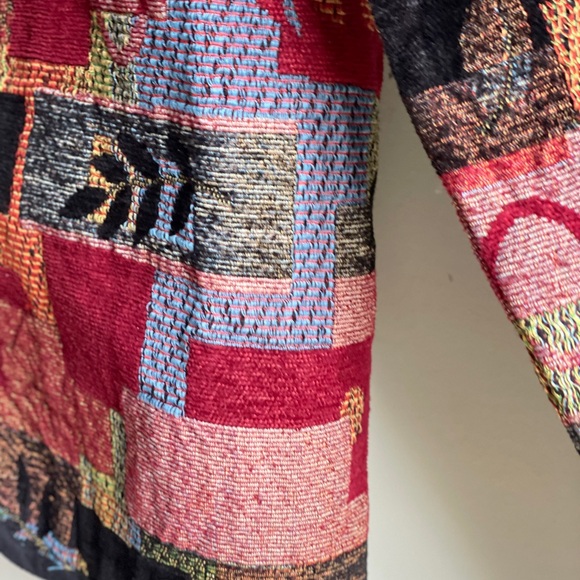 Vintage Multicolor Patchwork Jacket Retro Cotton Jacket Women’s Clothing Size 8 - Picture 4 of 13